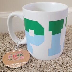 Victoria's Secret A Very Pink Holiday Large Blue & Green Coffee Mug Cup New